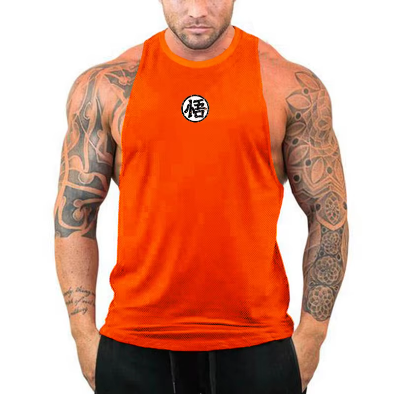 Logo d'anime japonais Wu Font impression drôle été Fitness hommes débardeur musculation Stringer séchage rapide gymnastique entraînement gilet musculaire