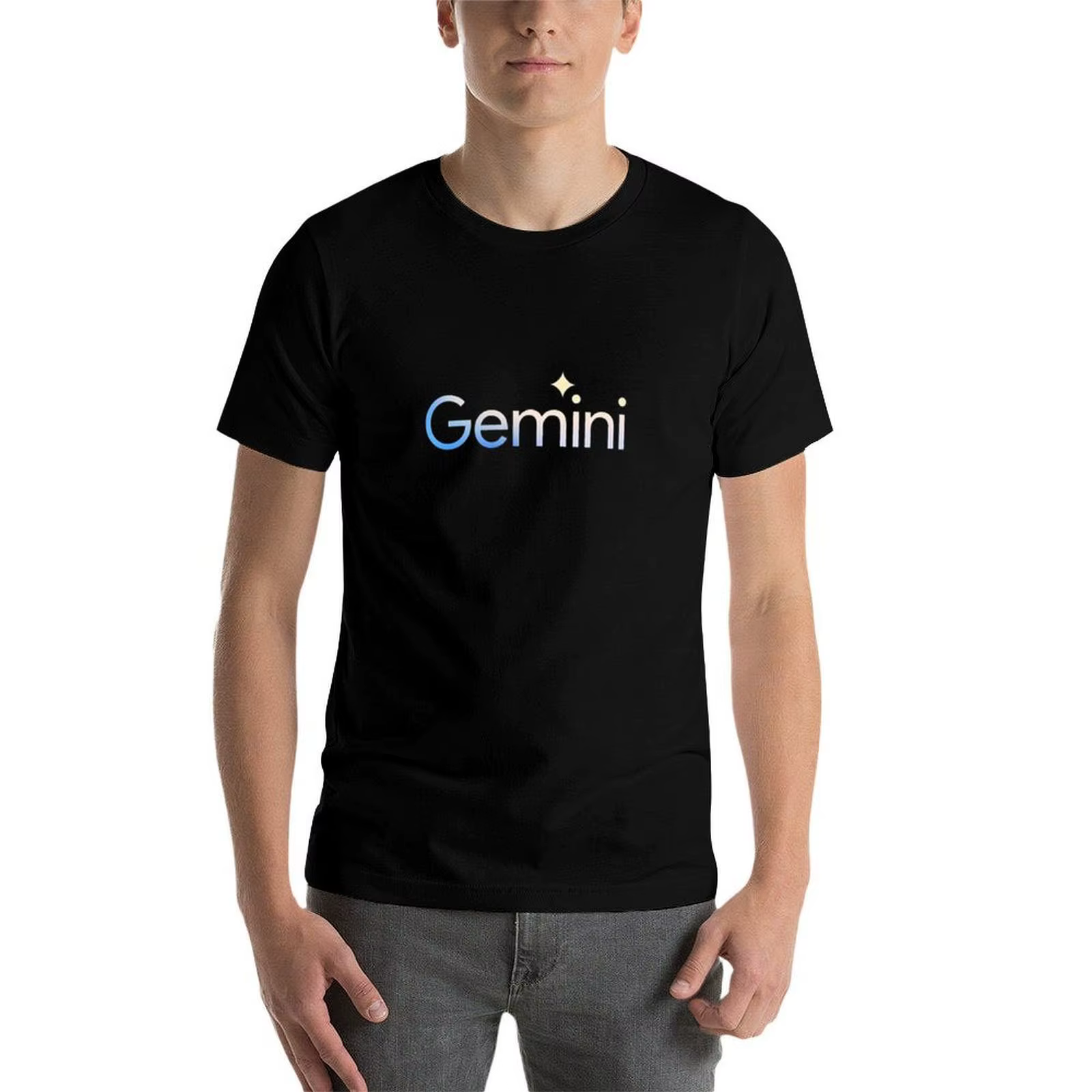 T-shirt Gemini AI à manches courtes uni pour usage quotidien