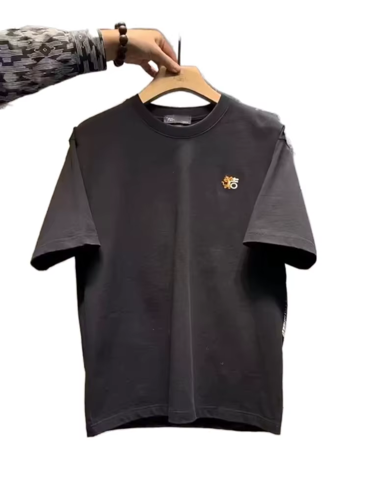 Y-Heather-T-shirt graphique rayé brodé pour hommes