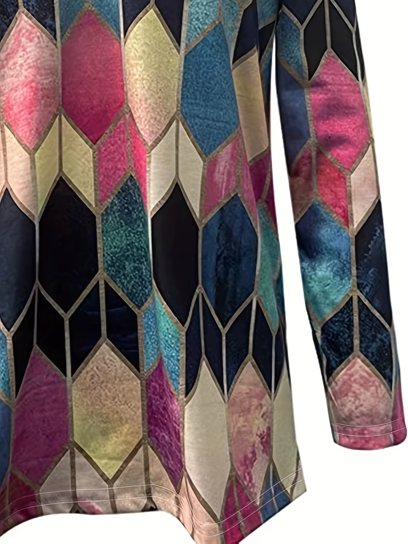 Haut polo élégant à fermeture éclair pour femme – Design géométrique