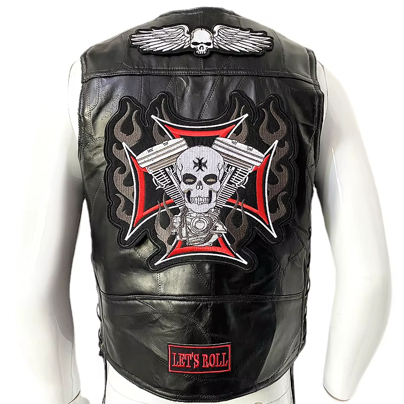 Gilet de motard en cuir pour homme