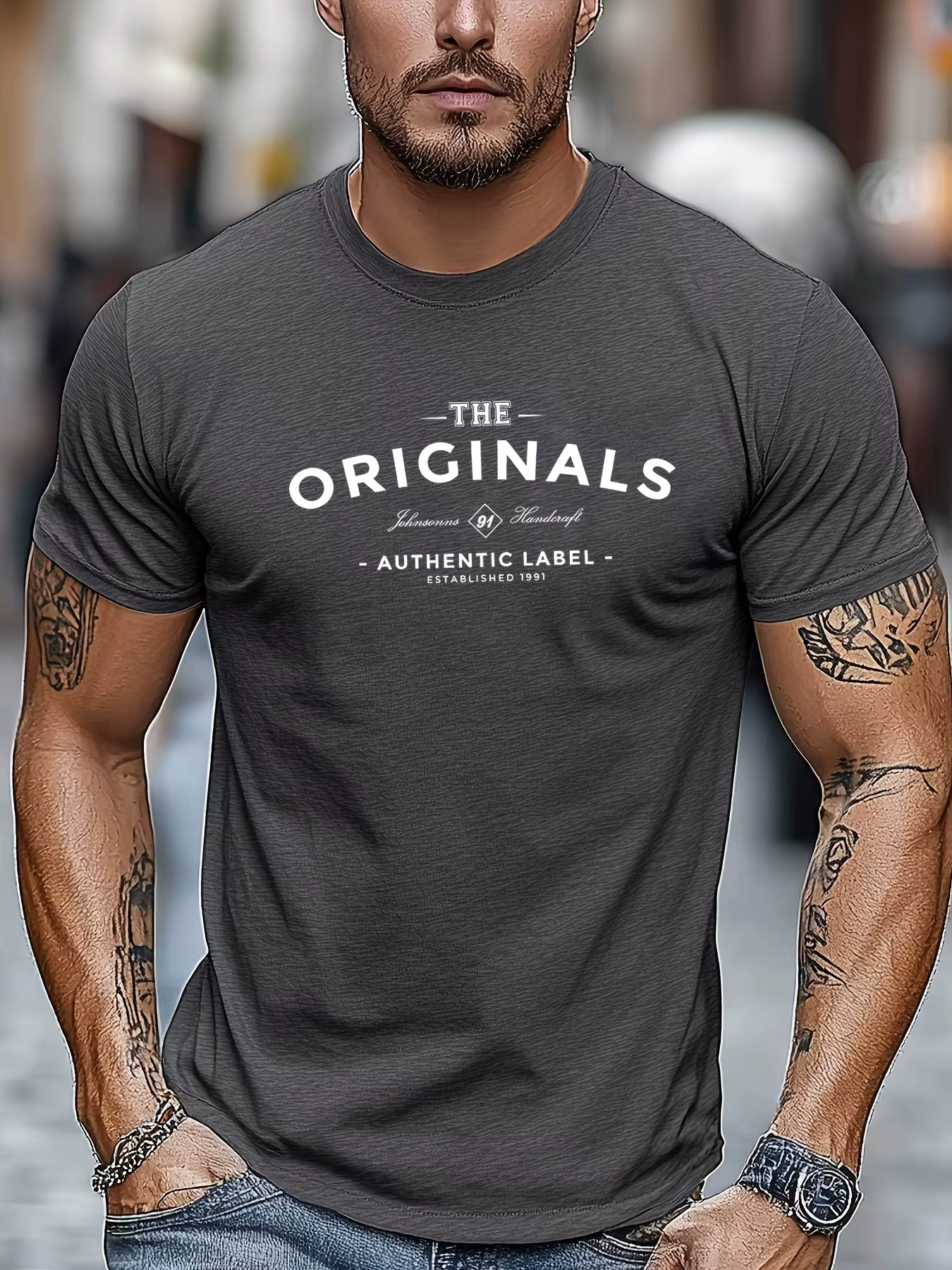 T-shirt à col rond en pur coton pour hommes