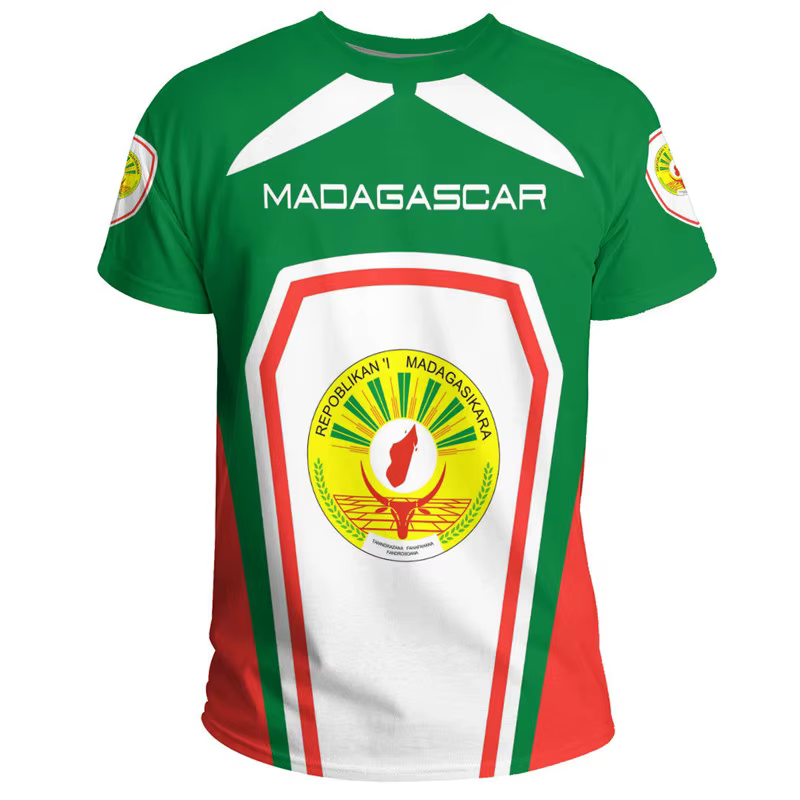 Nouveau drapeau de Madagascar graphique impression 3D T-shirts emblème national