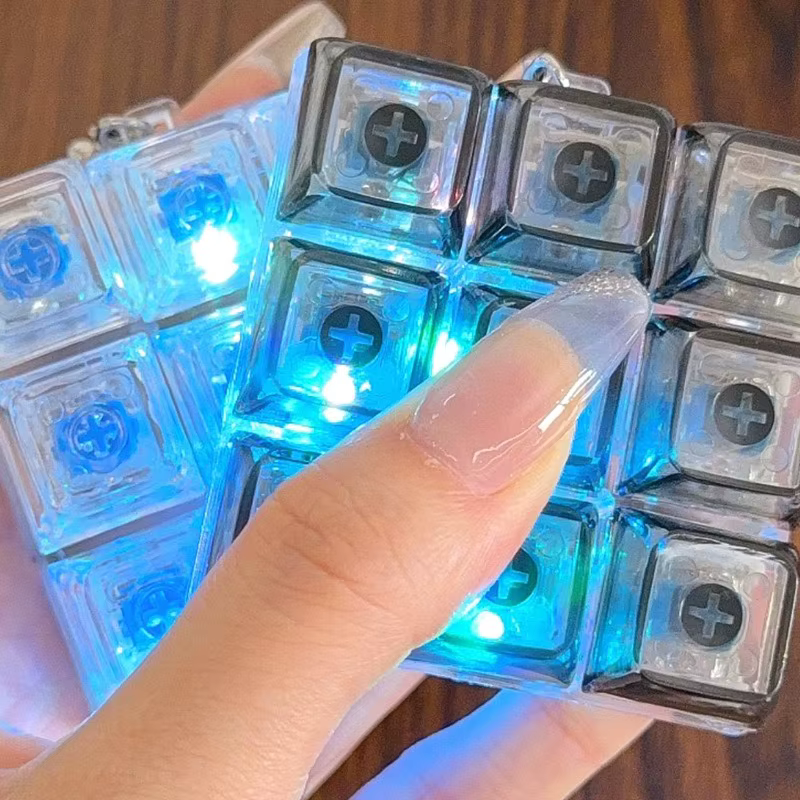 LED 9 touches Keycap porte-clés pour femmes hommes lumineux soulagement du Stress doigt pendentifs Fidget clavier sac à