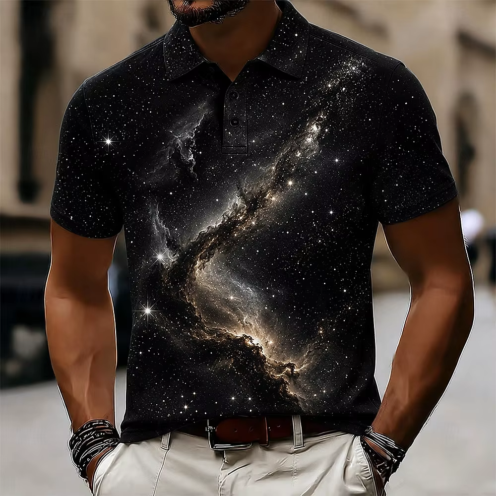 Polo imprimé Galaxy Nebula pour hommes