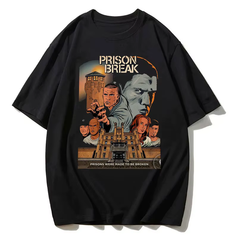 Hommes Vintage t-shirts série Tv Prison Break vêtements esthétiques Michael Scofield Y2k chemise Streetwear imprimé T-shirt haut coton