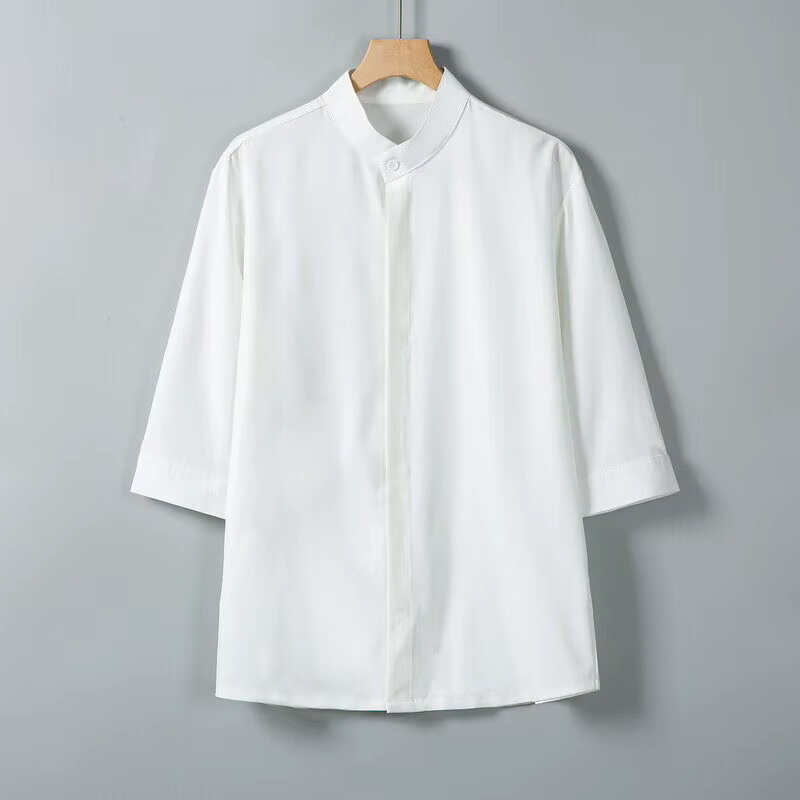 Chemise d'été à manches courtes et col Mandarin pour hommes