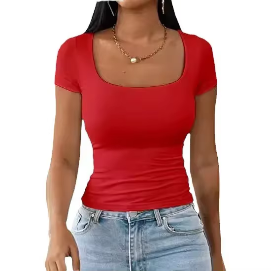 T-Shirt manches courtes col en U pour hommes et femmes