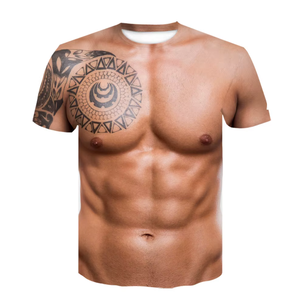 T-shirt graphique drôle pour homme avec poitrine poilue