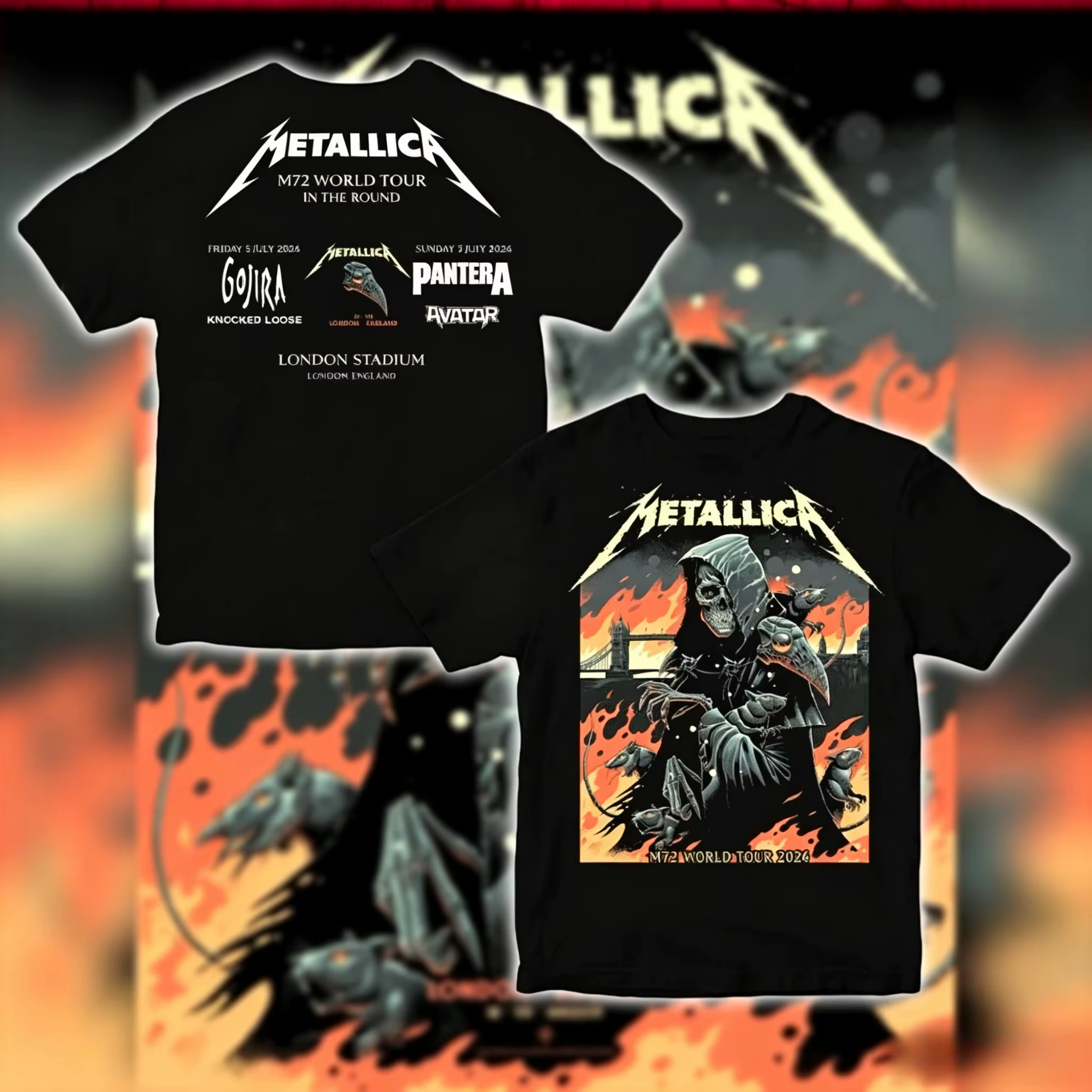 T-shirt de la tournée Metallica à Londres M72 World Tour 2026