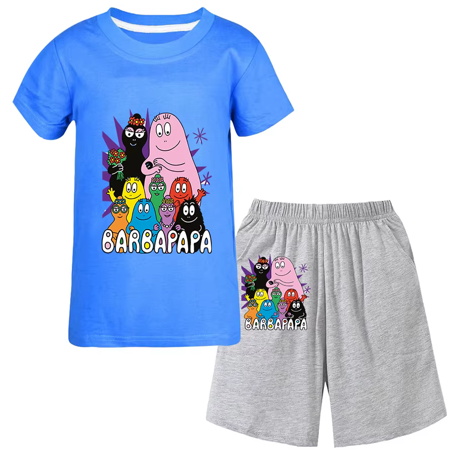 Barbapapa T-shirt pour un garçon ensemble deux pièces pour enfants de 6 à 12 ans vente d'été enfant en bas âge fille