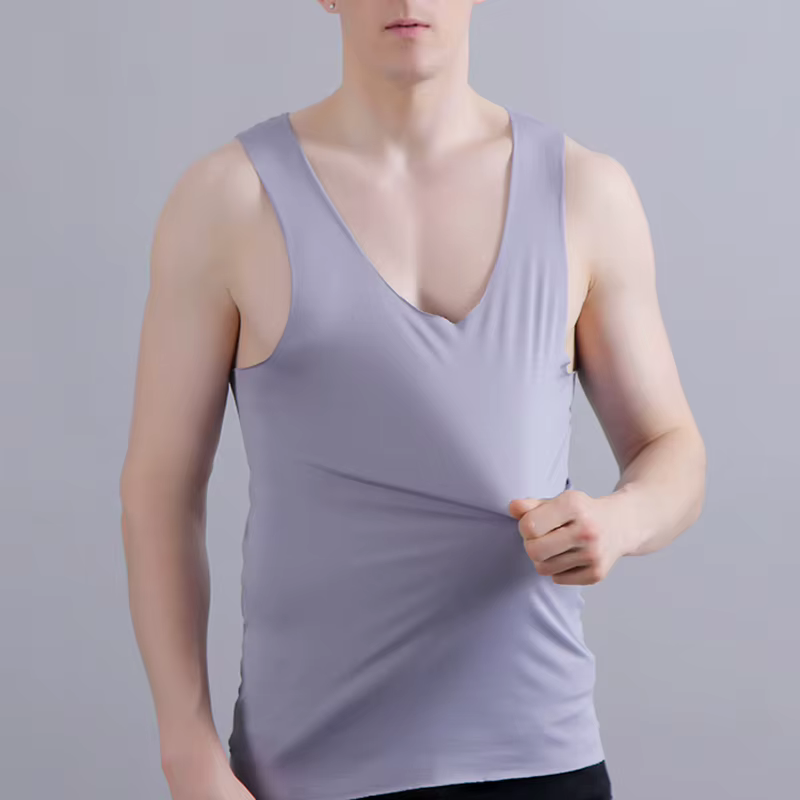 Débardeur en soie sans couture pour hommes
