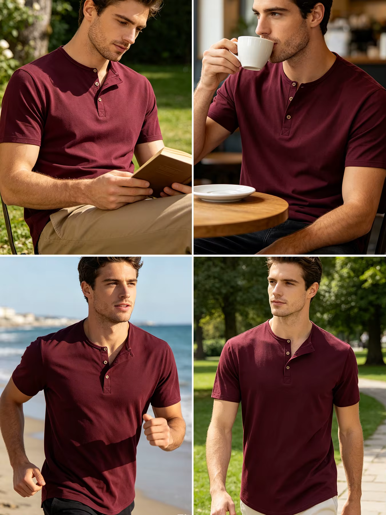 T-shirt à col Henley pour homme