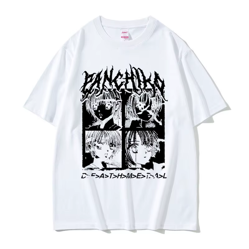 Panchiko DEATHMETAL Album graphique imprimé T-shirt hommes femmes Hip Hop surdimensionné