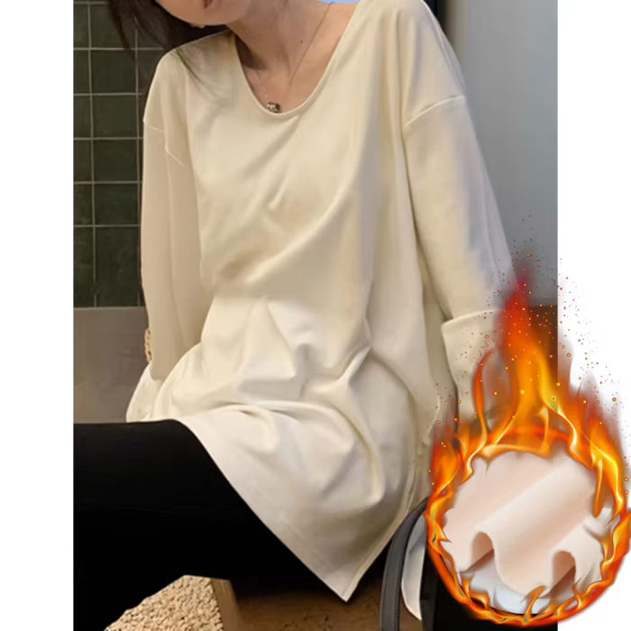 T-shirt à manches longues en velours pour femme