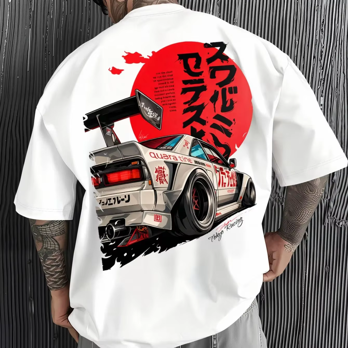 T-shirt graphique JDM Racing Car pour homme 100 % coton