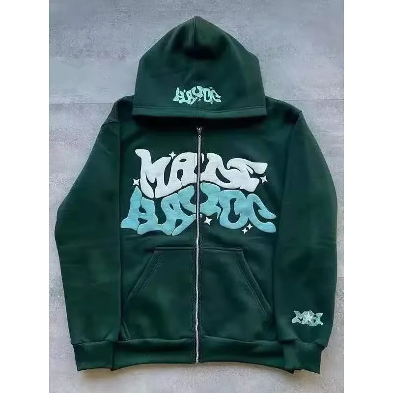 Sweat-shirt à capuche zippé en polaire imprimé