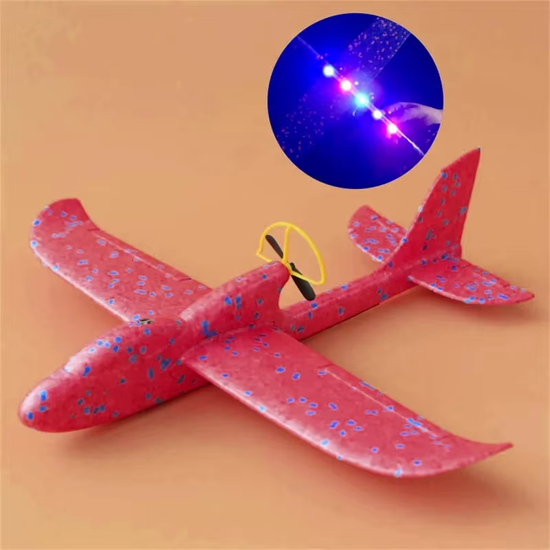 Planeur électrique en mousse, avion à lancer à la main avec lumière LED, avion de vol automatique, jouets d'extérieur pour enfants, cadeaux pour garçons