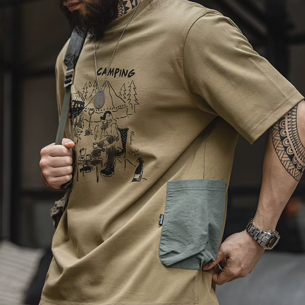 Maden-T-shirt imprimé à manches courtes pour homme