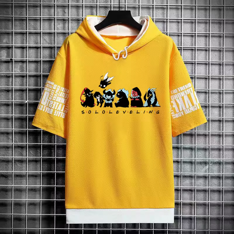 Solo nivellement T-Shirt à capuche nouveau Anime Manga chemise noire