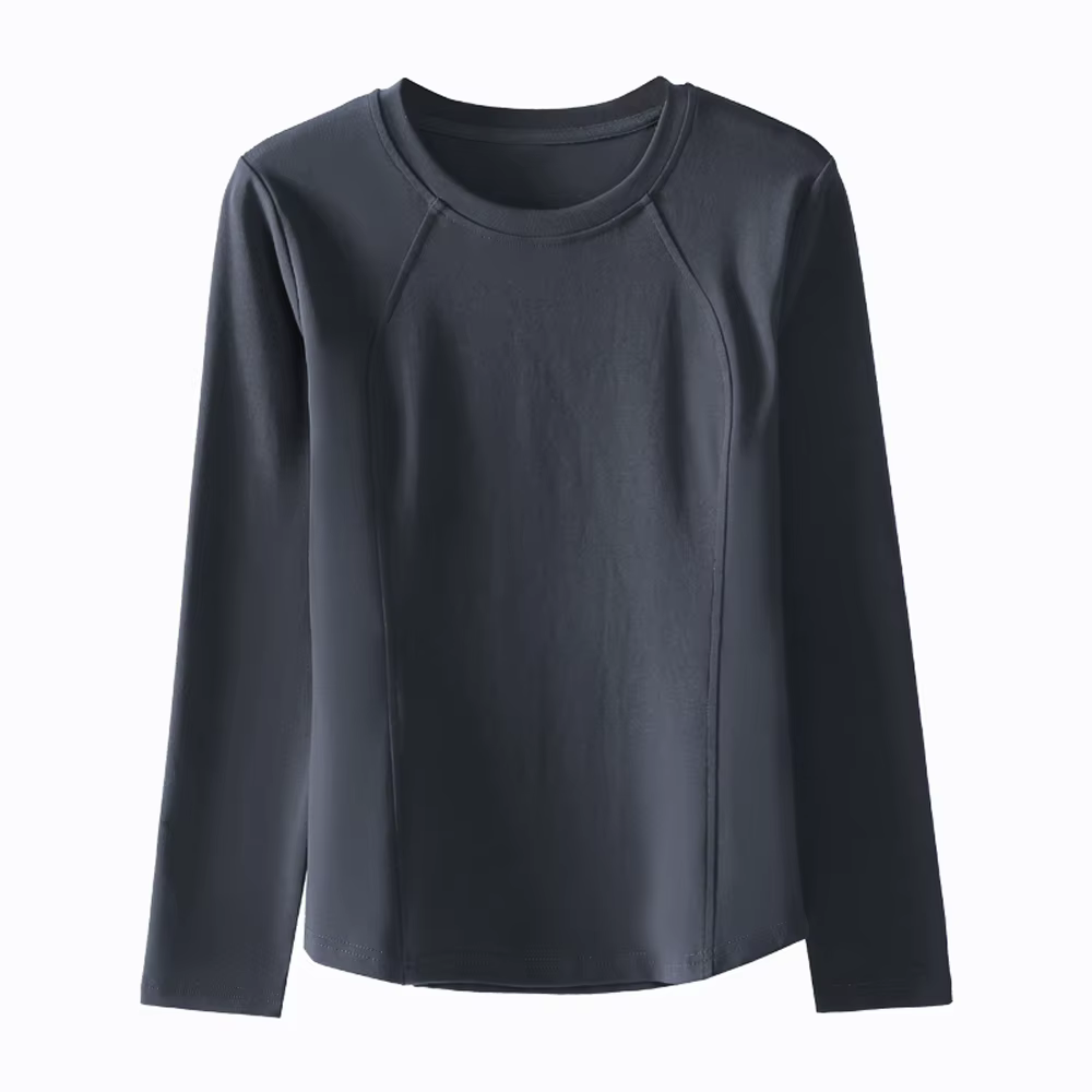 T-shirt à manches longues rouge vin pour femmes printemps et automne nouveau haut de gamme en coton mode grande taille