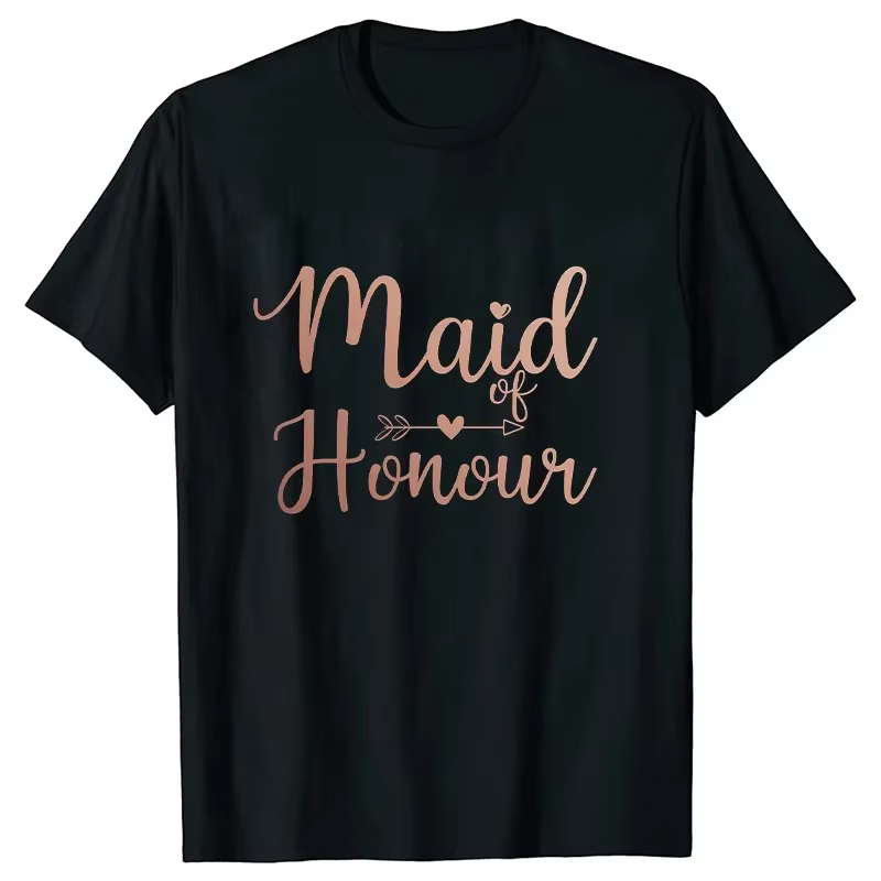 T-shirt Demoiselle d'honneur Team Bride Blanc Noir – Hauts pour Mariage