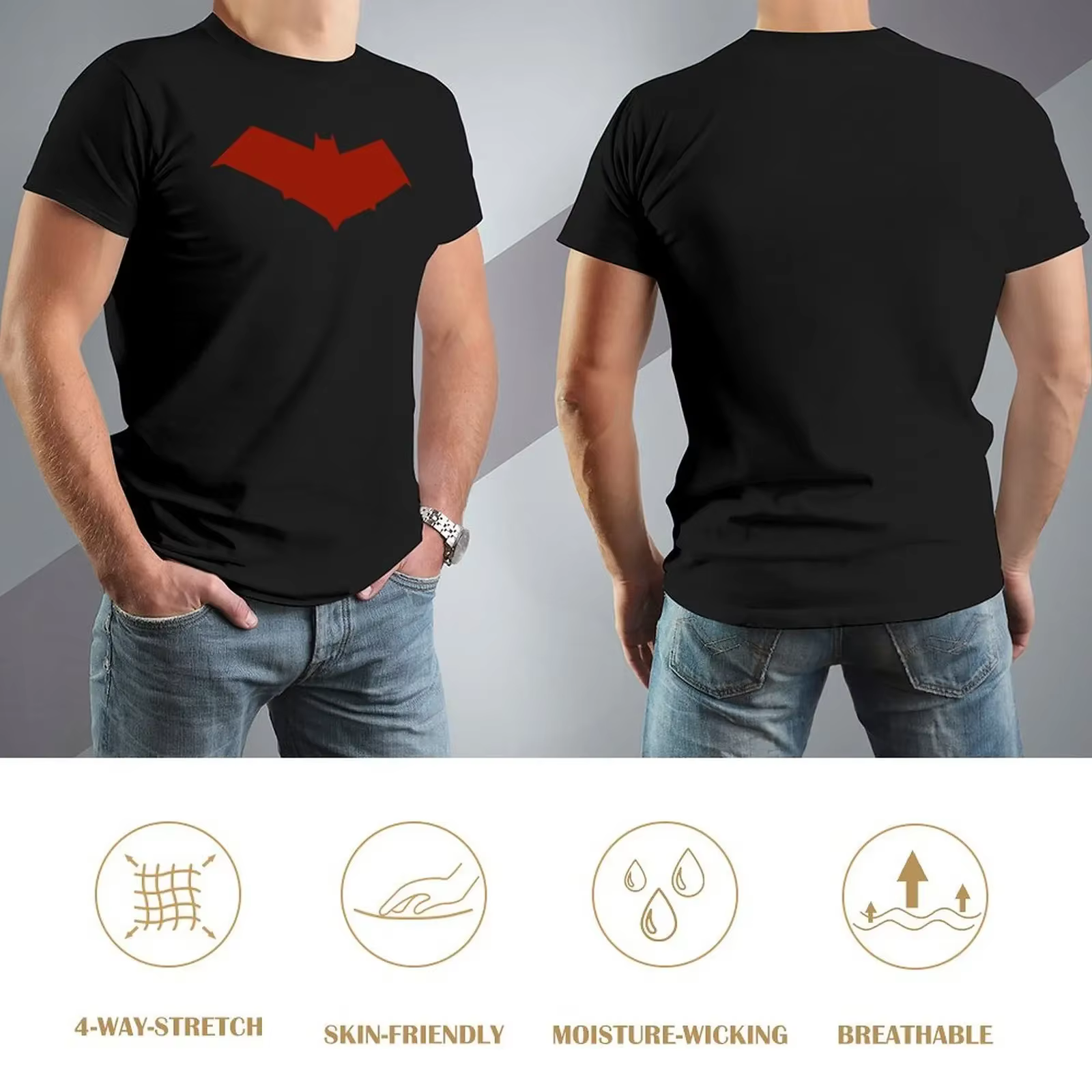 T-Shirt à capuche rouge, t-shirt graphique surdimensionné, drôle, pour hommes