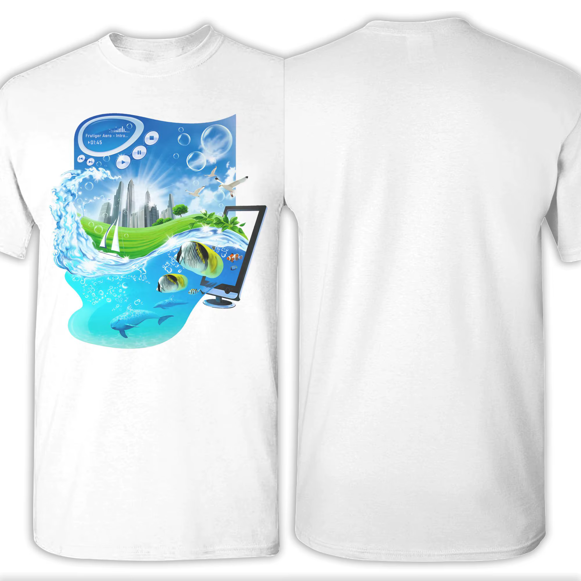 Frutiger Aero World Vaporwave T-Shirt pour hommes