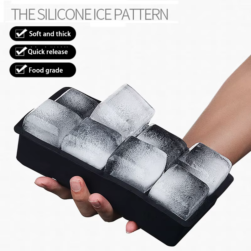 4/6/8/15 grille grand plateau à glace moule géant Jumbo grand Silicone de qualité alimentaire Cube à glace plateau carré moule bricolage machine à glaçons plateau à glaçons