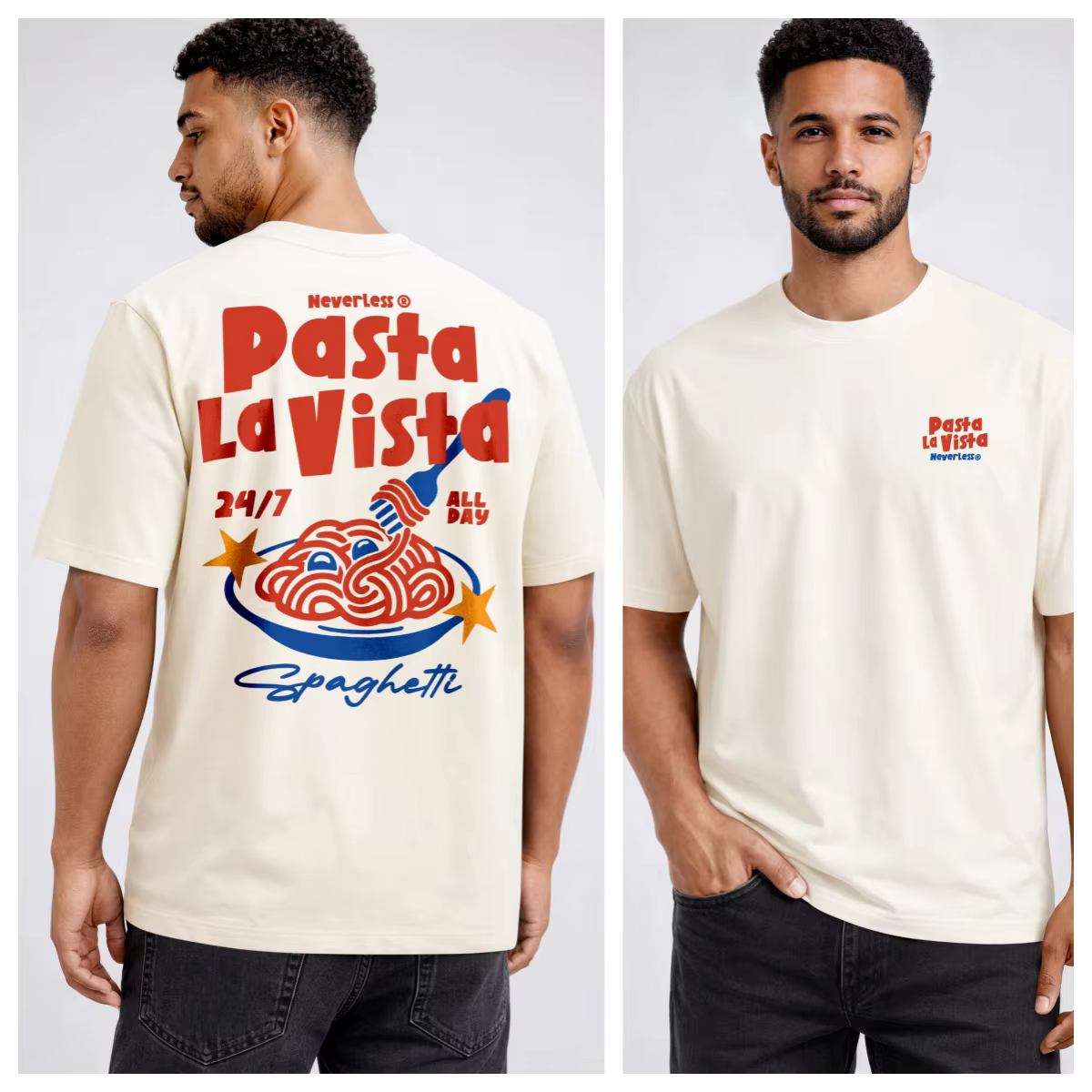 LA DOLCE VITA T-shirt décontracté ample 100% coton avec motif pour homme et femme
