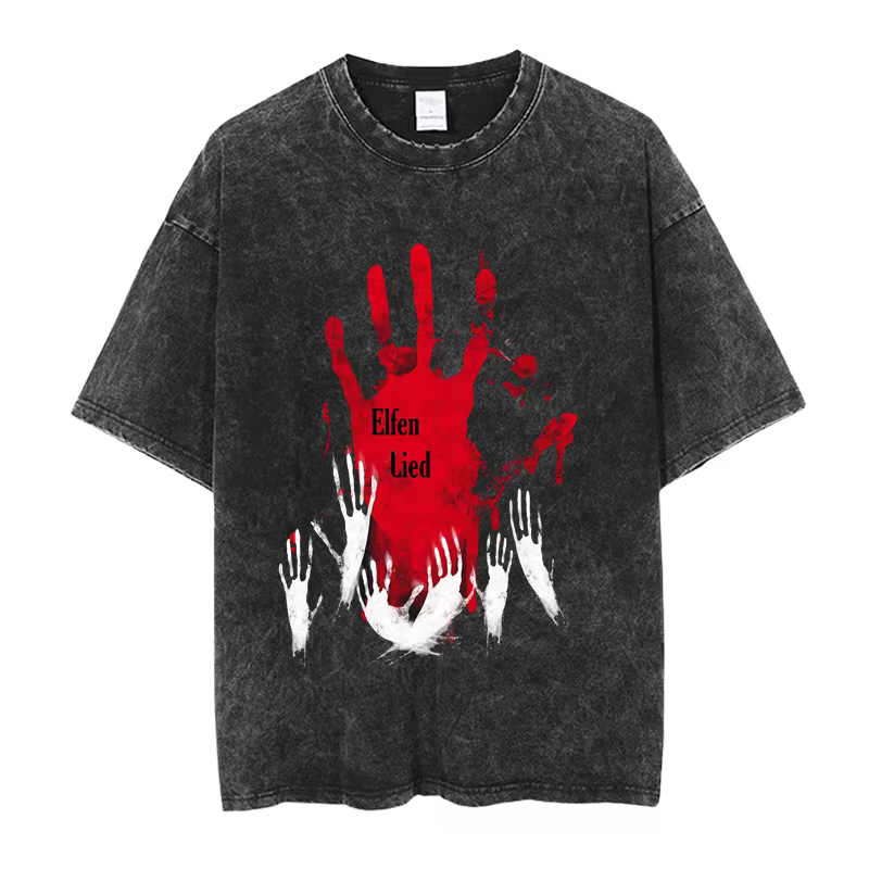 Elfen Lied Lucy Manga T-shirt graphique Vintage lavé surdimensionné