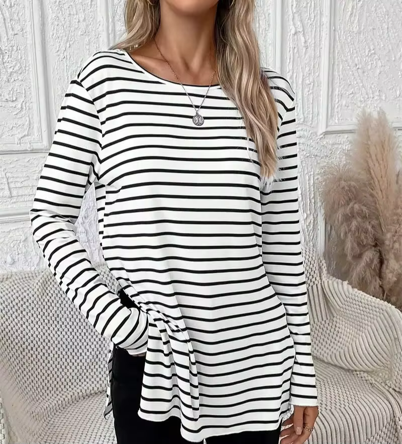 T-shirt manches longues col rond femme