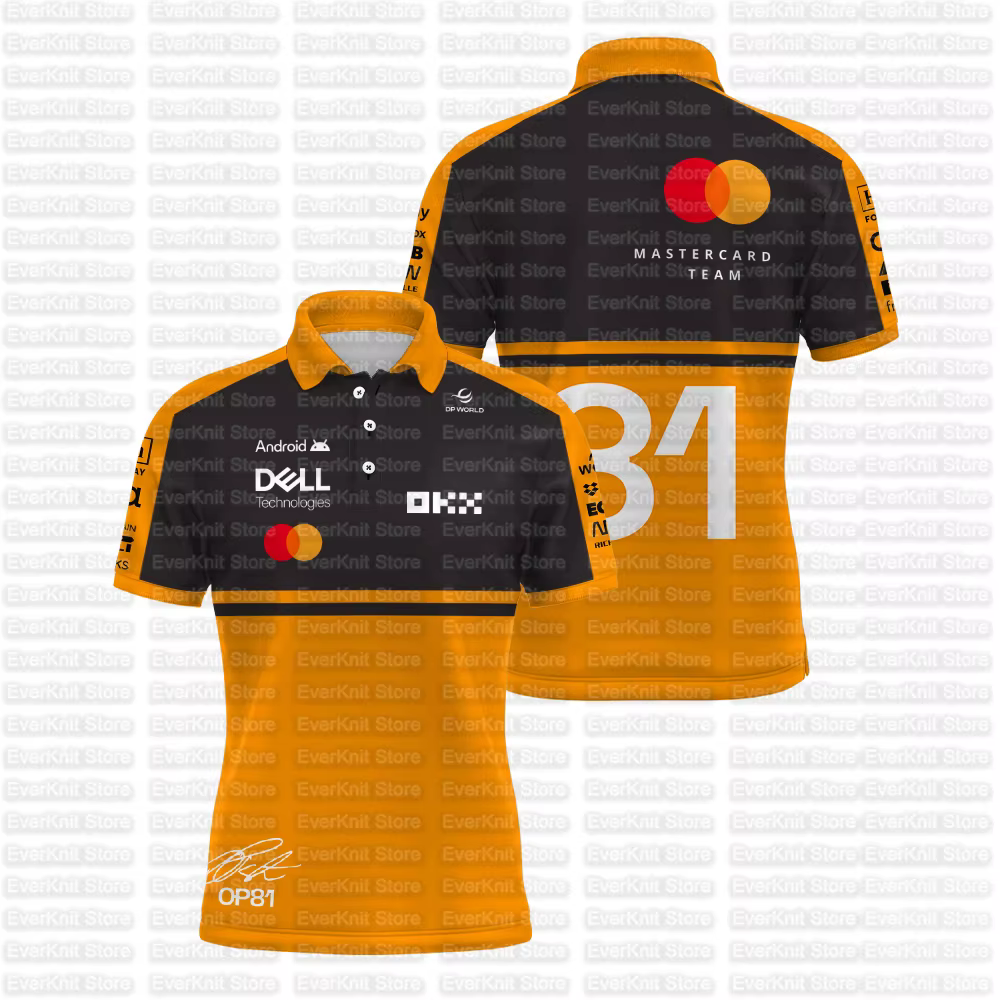 Nouveau Polo Homme 2026 Norris 1 Racing Team Oscar Piastri 81 Pilote Sportif Respirant T-shirt Quotidien Décontracté
