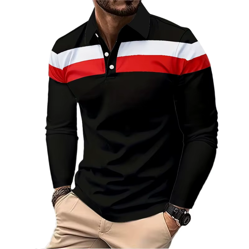 Nouveaux vêtements de survêtement hommes à manches longues revers chemises respirantes