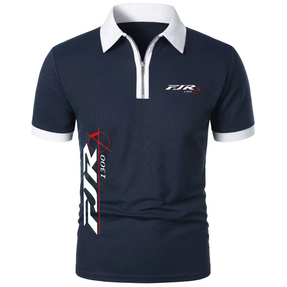 Polos FJR 1300 moto fermeture éclair revers hauts t-shirt Simple confortable léger à manches courtes