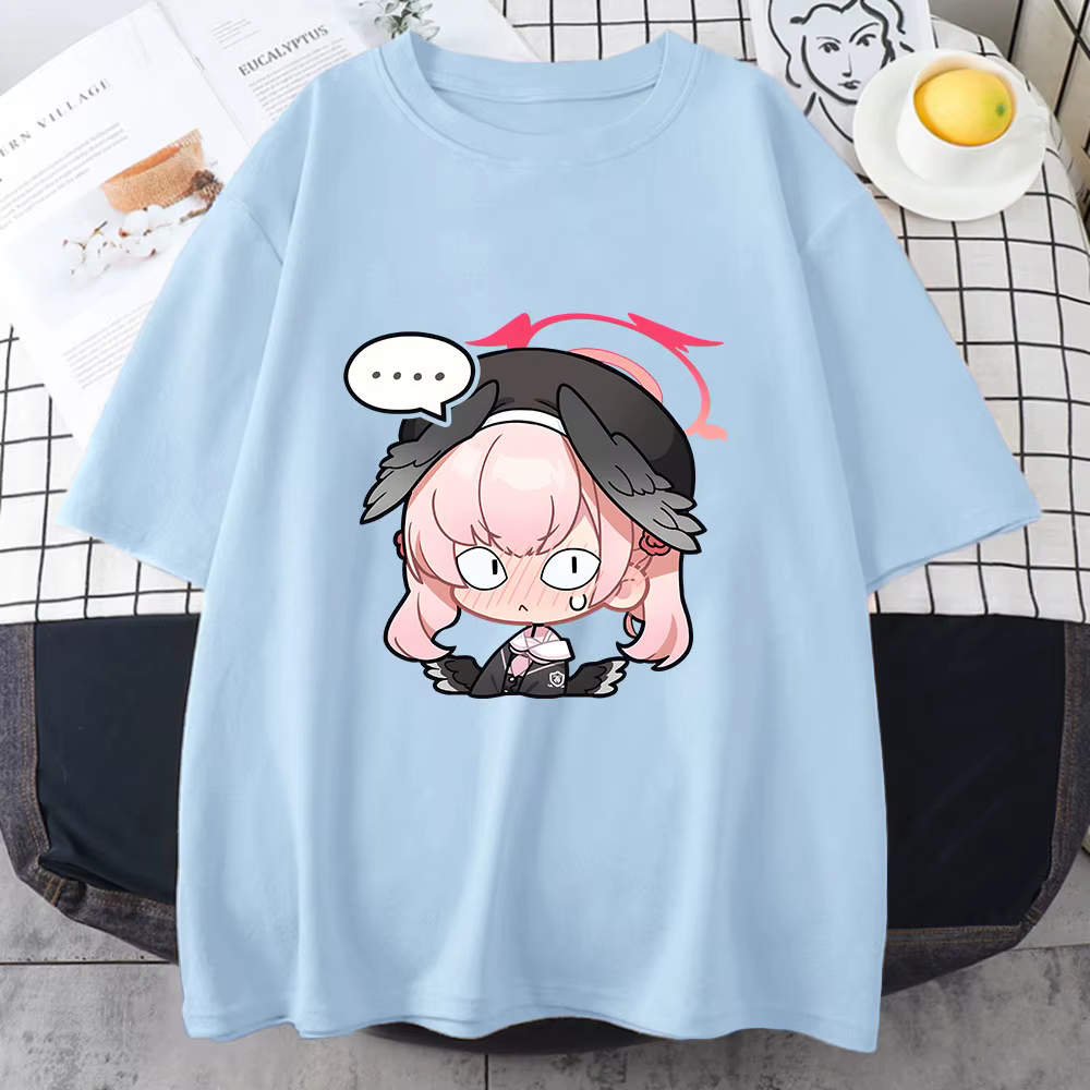 Bleu archives Koharu chemises 100% coton t-shirts occasionnels Kawaii personnage Anime T-shirt Manga graphique