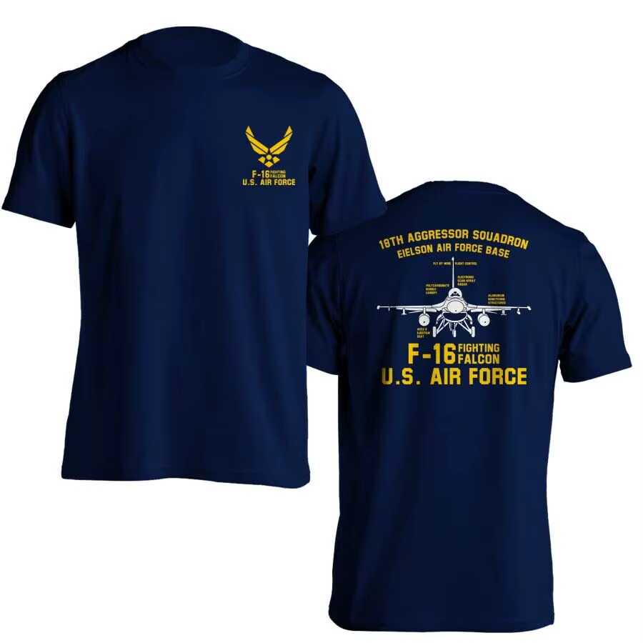 Gastronomie F-16 Falcon Escadron participé US Air Force Hommes T-Shirt à manches courtes Casual Coton Économie d'été