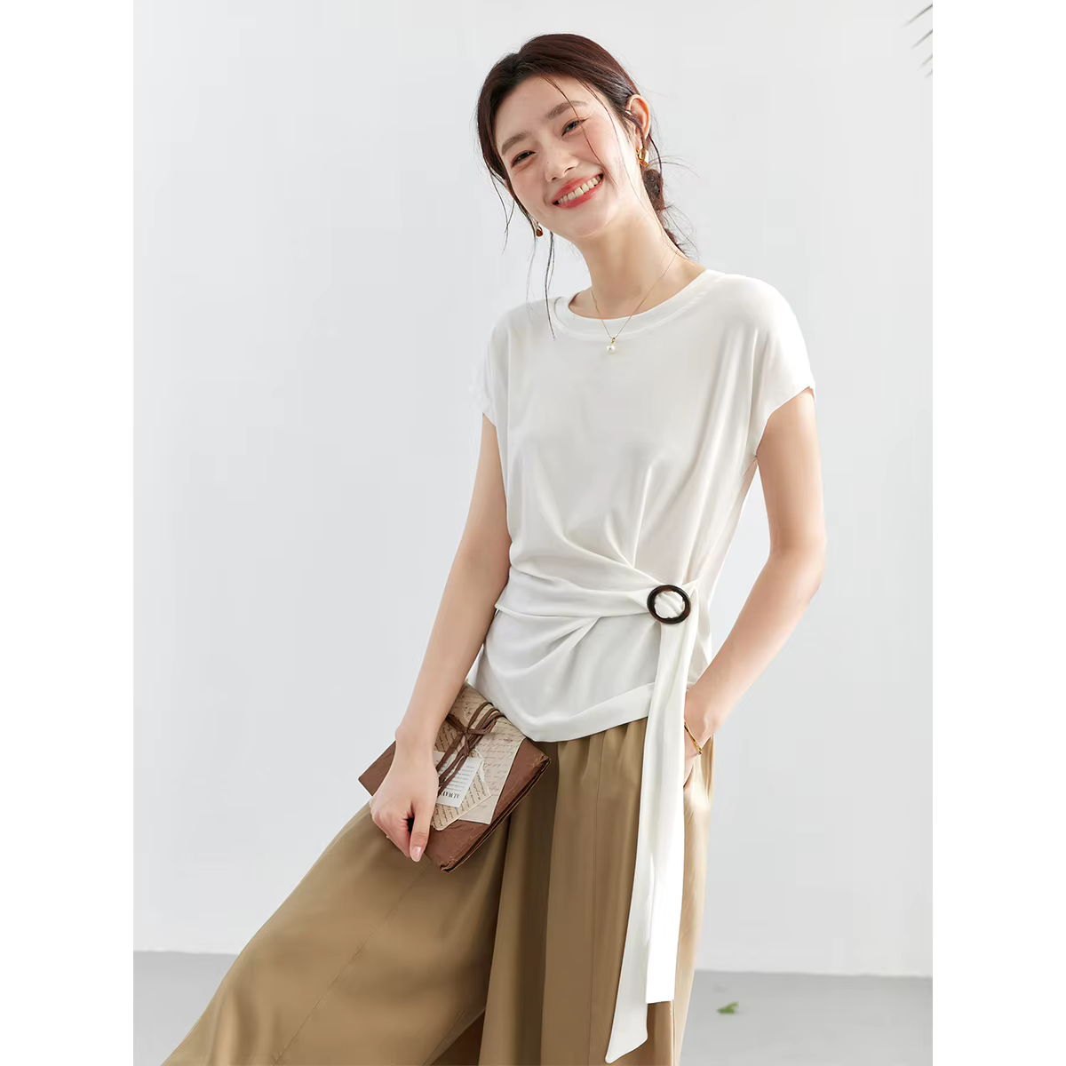 T-shirt VIMLY pour femme en Lyocell à manches courtes