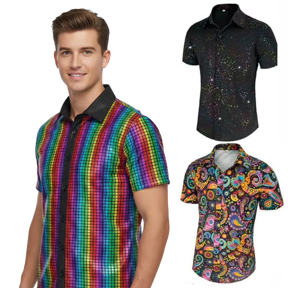 Chemise disco pour homme style années 70