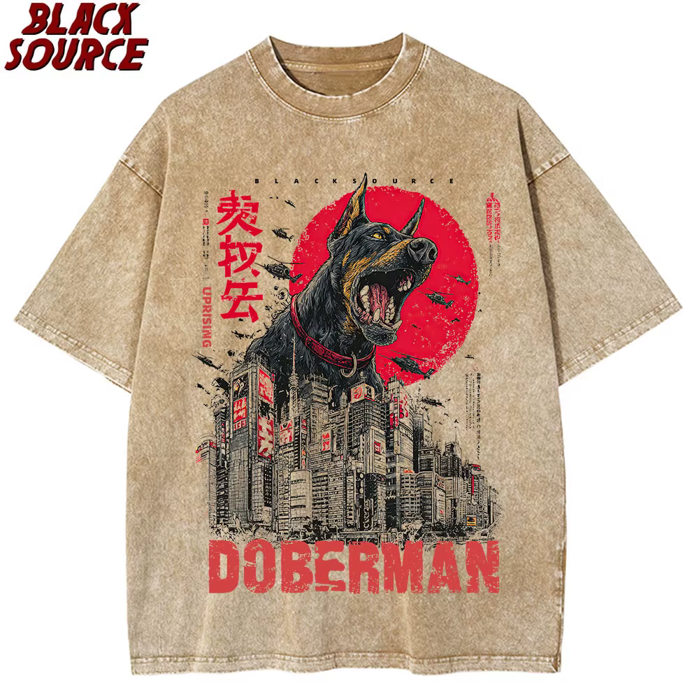T252 drôle mignon Art japonais doberman graphique