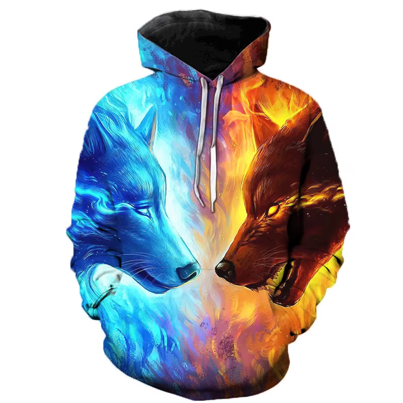 3D loup sweat à capuche pour homme