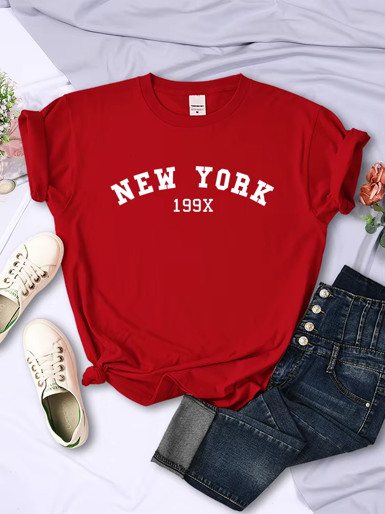 New York 199X personnalité lettre t-shirt femmes marque de mode à manches courtes décontracté confortable