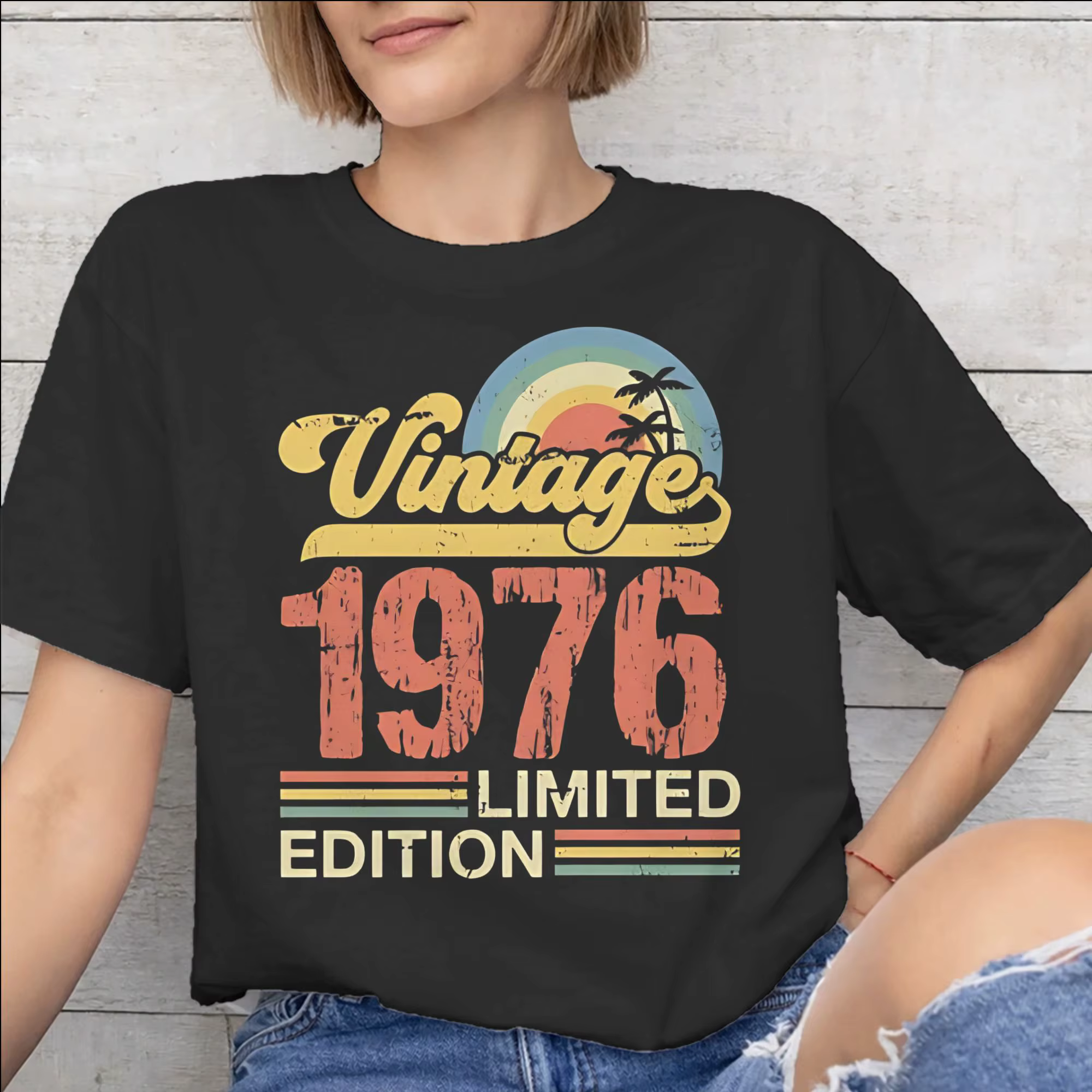 T-shirt imprimé vintage 1976 pour hommes et femmes