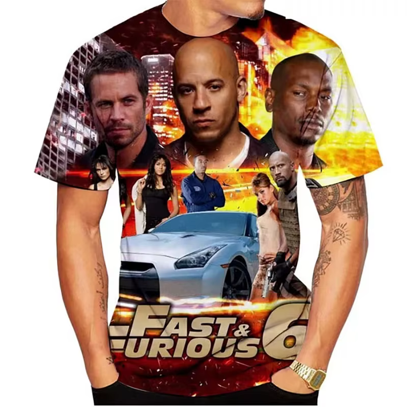 Mode rapide et furieux impression 3D T-Shirts hommes femmes col rond manches courtes t-shirt surdimensionné Y2K Harajuku