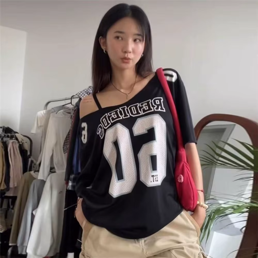 T-shirt asymétrique sportif décontracté à manches courtes