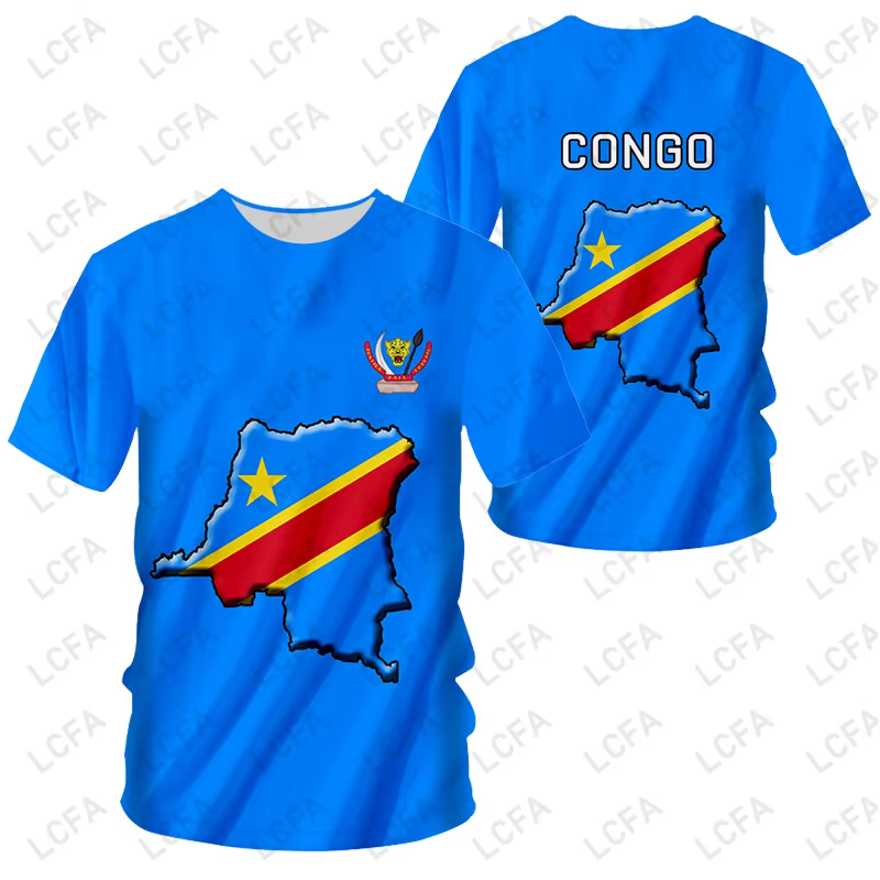 Nom personnalisé numéro république démocratique du Congo drapeau emblème 3D T-shirt hommes femmes t-shirts maillot