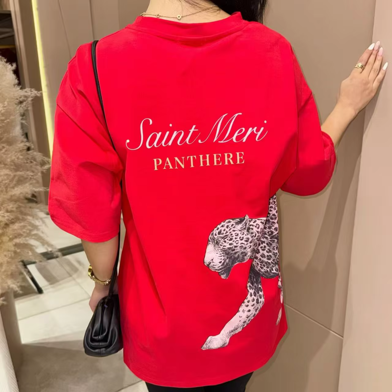 T-shirt ample en coton 100% imprimé panthère française pour femmes