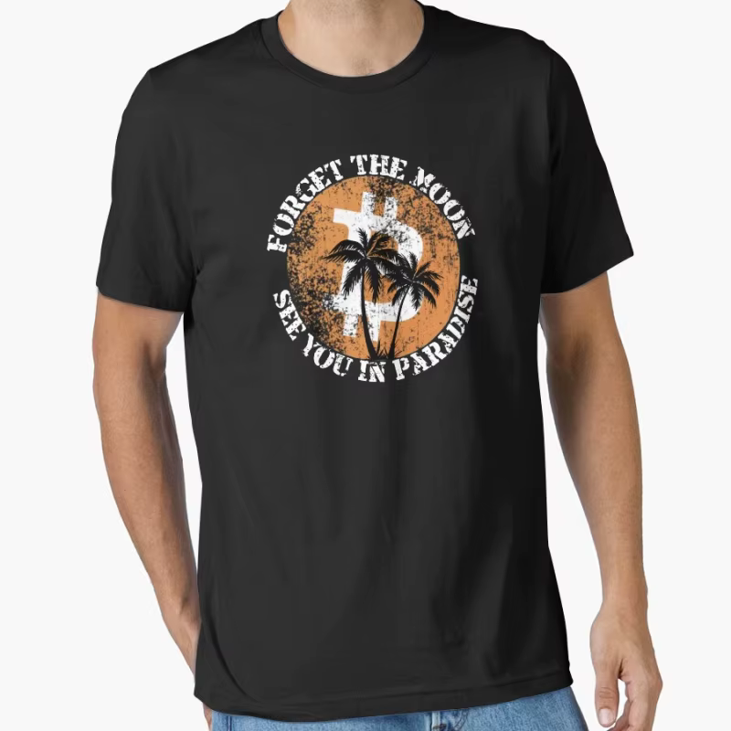 See You In Paradise Bitcoin coucher de soleil Crypto crypto-monnaie 100% coton imprimé t-shirt pour hommes grande taille hauts pour adultes S-6XL