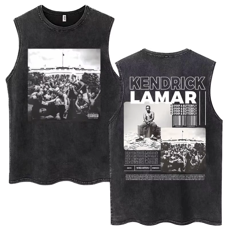 Débardeur Vintage délavé rappeur Kendrick Lamar Album pour hommes