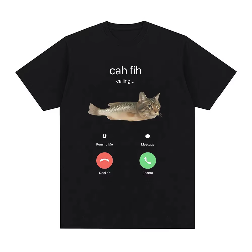 T-shirt humoristique Cah Fih Meme : Chat